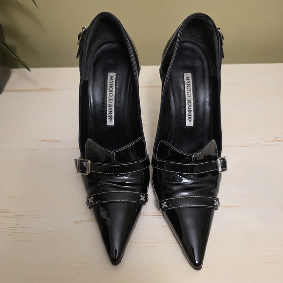 Manolo Blahnik | Black Patent Leather Pumps Sz 36 1/2 - Picture 3 of 11
